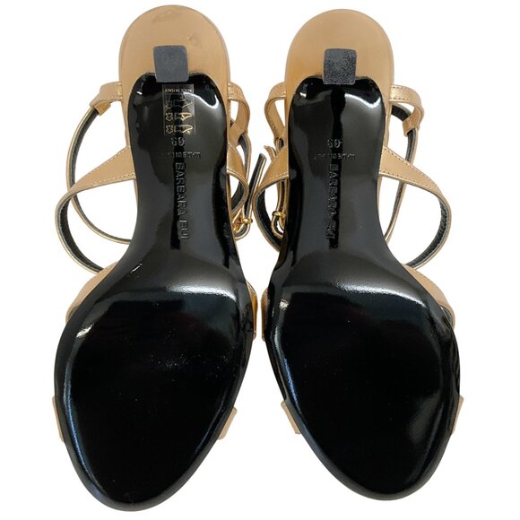 Barbara Bui Gold Strappy Criss Cross Sandals - Picture 7 of 9